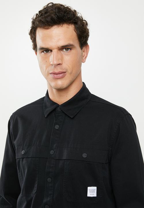 Only & Sons - Gavin long sleeve twill workwear overshirt - black