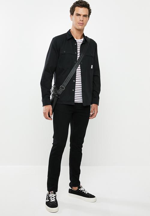 Only & Sons - Gavin long sleeve twill workwear overshirt - black