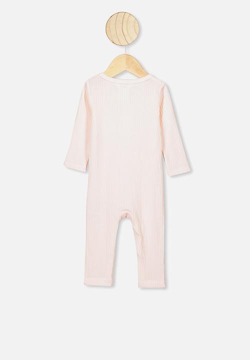 Cotton On - Rib snap romper - pink