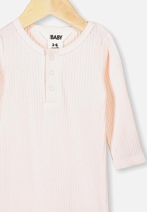 Cotton On - Rib snap romper - pink