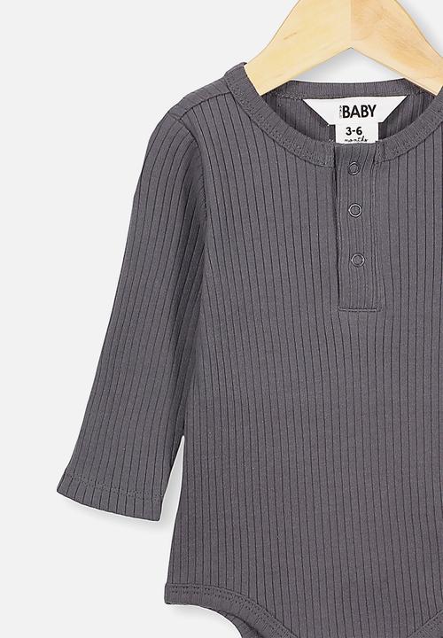 Cotton On - Long sleeve button bubbysuit - grey