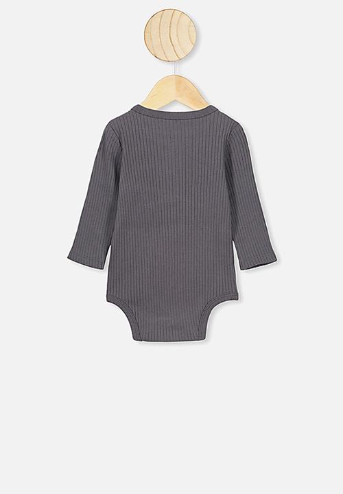Cotton On - Long sleeve button bubbysuit - grey