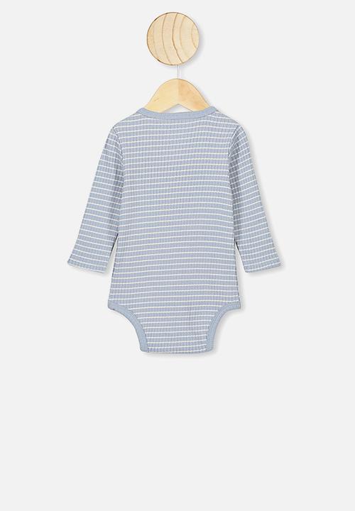 Cotton On - Long sleeve button bubbysuit - blue