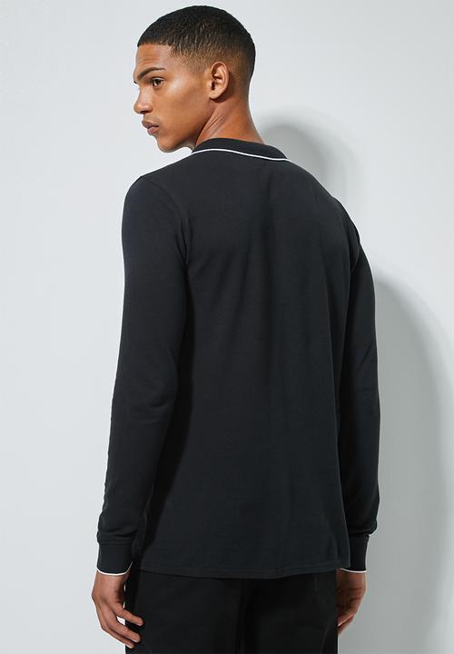 Superbalist - Pique slim fit zip golfer - black