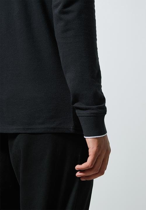 Superbalist - Pique slim fit zip golfer - black