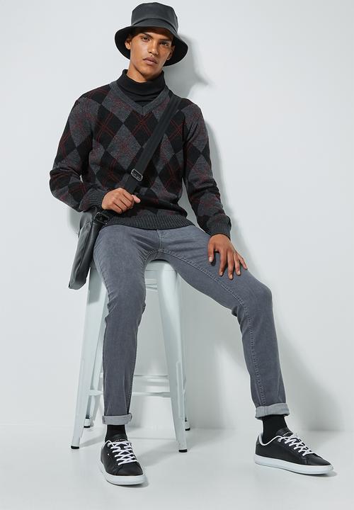 Superbalist - Argyle v-neck knit - multi