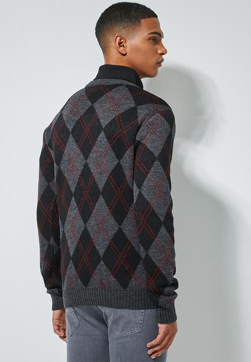 Superbalist - Argyle v-neck knit - multi
