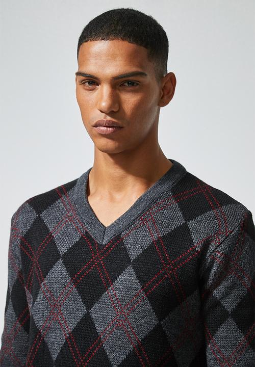 Superbalist - Argyle v-neck knit - multi