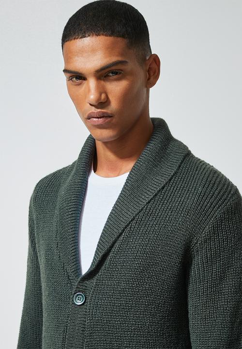 Superbalist - Chunky shawl collar textured cardi - green
