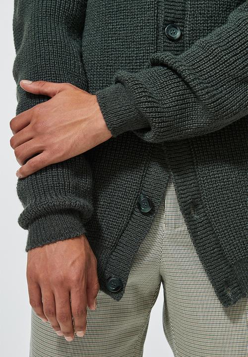 Superbalist - Chunky shawl collar textured cardi - green