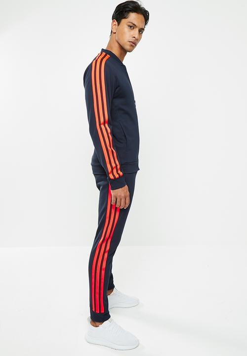 adidas Performance - 3 Stripes regular fit pants - navy & orange