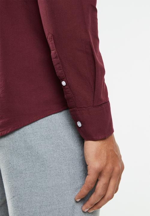 Cotton On - Brunswick shirt 3 - burgundy oxford