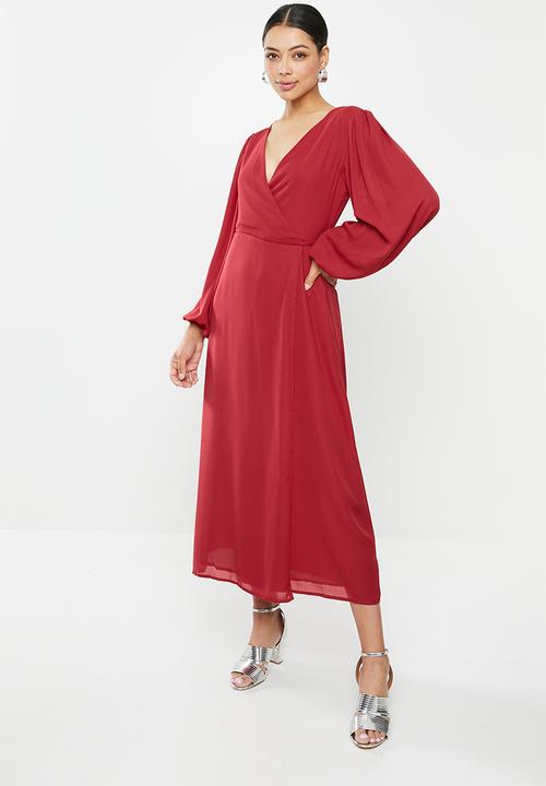 Glamorous - Midi wrap dress - dark red