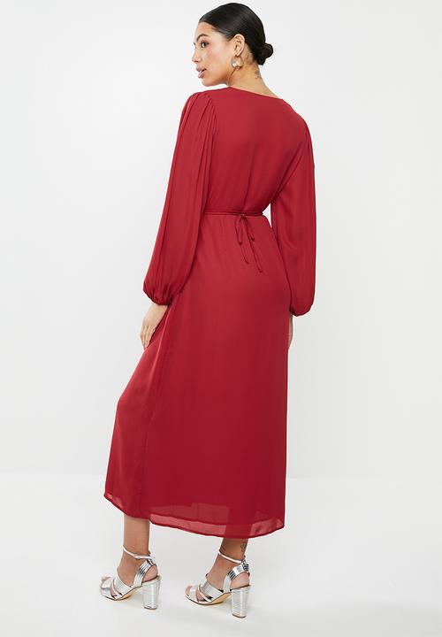 Glamorous - Midi wrap dress - dark red