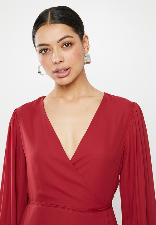 Glamorous - Midi wrap dress - dark red