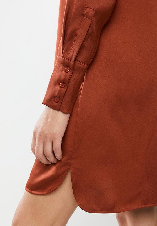 Glamorous - Sateen shirt dress - rust