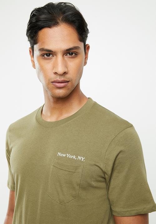 Cotton On - Tbar text short sleeve tee - khaki green