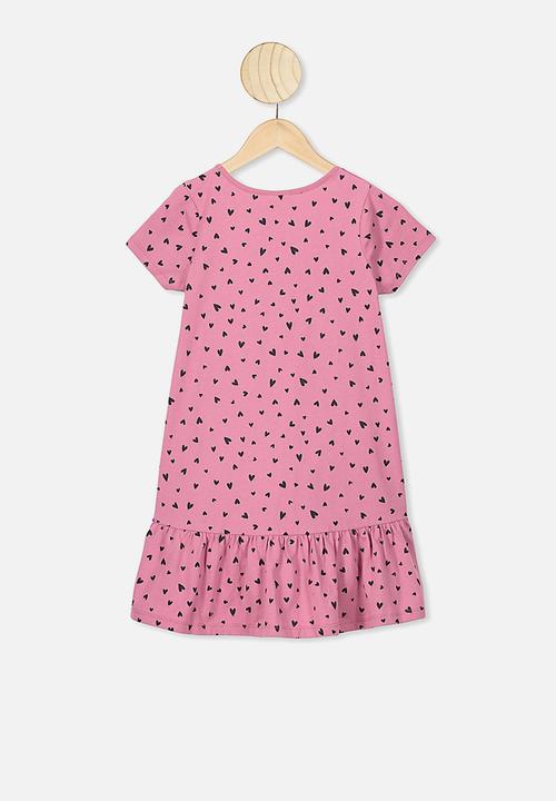 Cotton On - Joss short sleeve dress - pink & black 