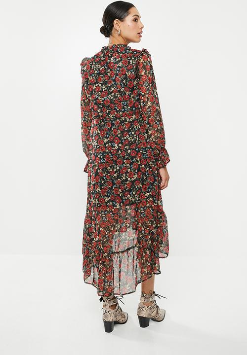 Missguided - Frill neck midi smock dress floral - multi 