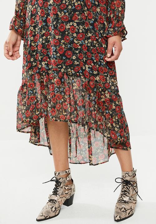 Missguided - Frill neck midi smock dress floral - multi 