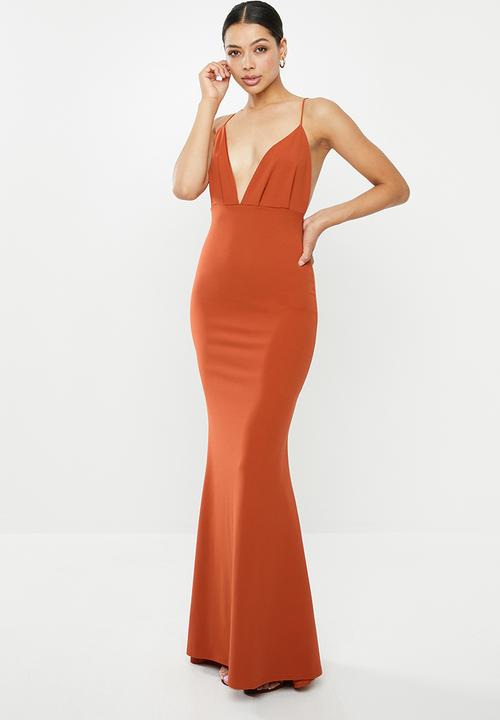 Missguided - Pleated bust fishtail maxi dress - rust