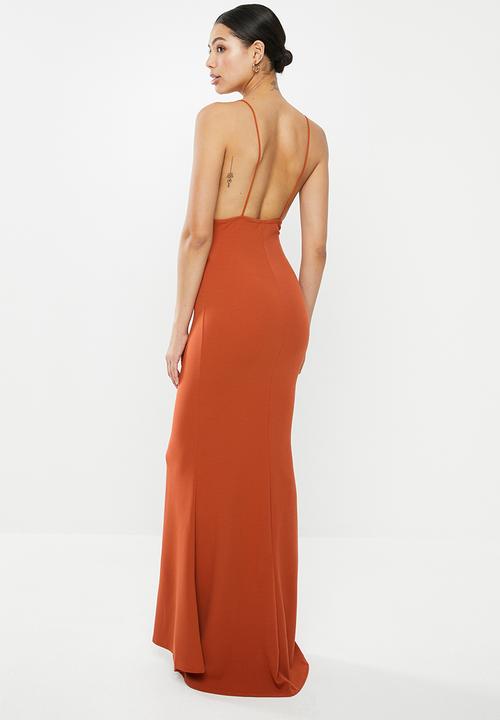 Missguided - Pleated bust fishtail maxi dress - rust