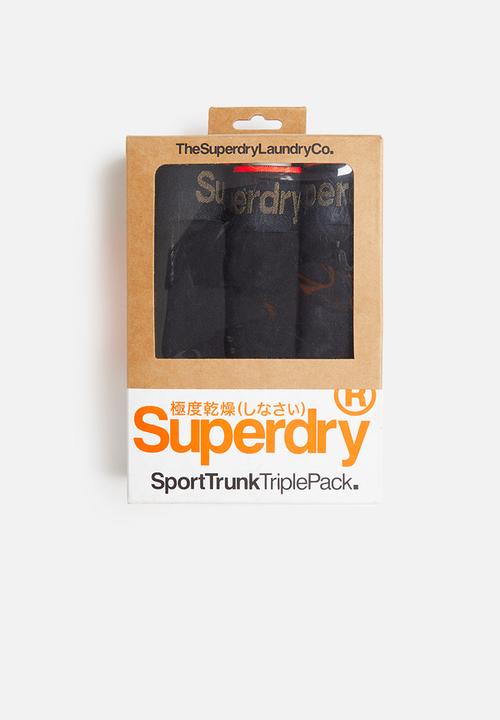 Superdry. - Orange label 3 pack sport trunks - black 