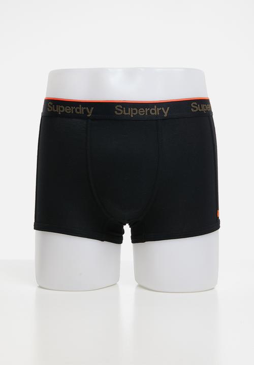 Superdry. - Orange label 3 pack sport trunks - black 