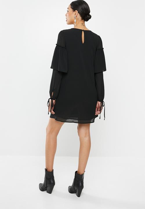Glamorous - Ruffle overlay tunic - black