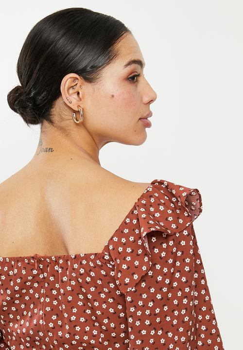 Missguided - Ditsy floral shirred milkmaid mini dress - multi 