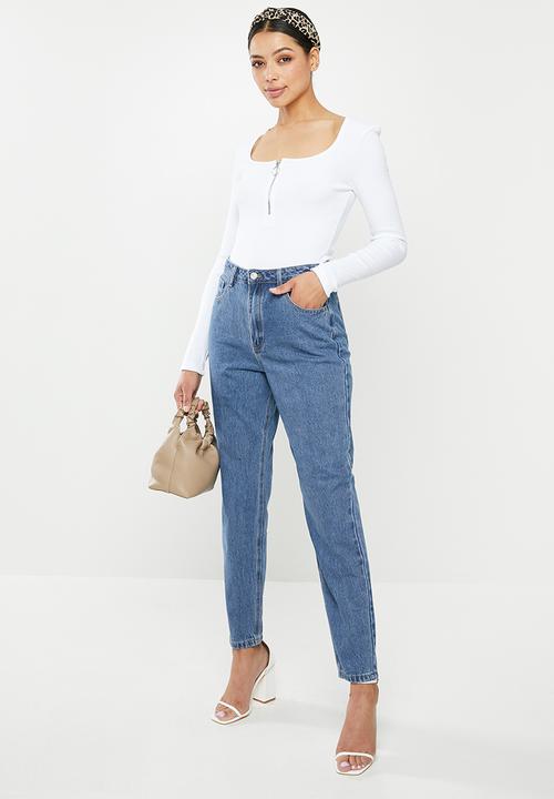 Missguided - Riot highwaisted cargo mom jean - blue