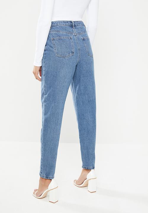 Missguided - Riot highwaisted cargo mom jean - blue