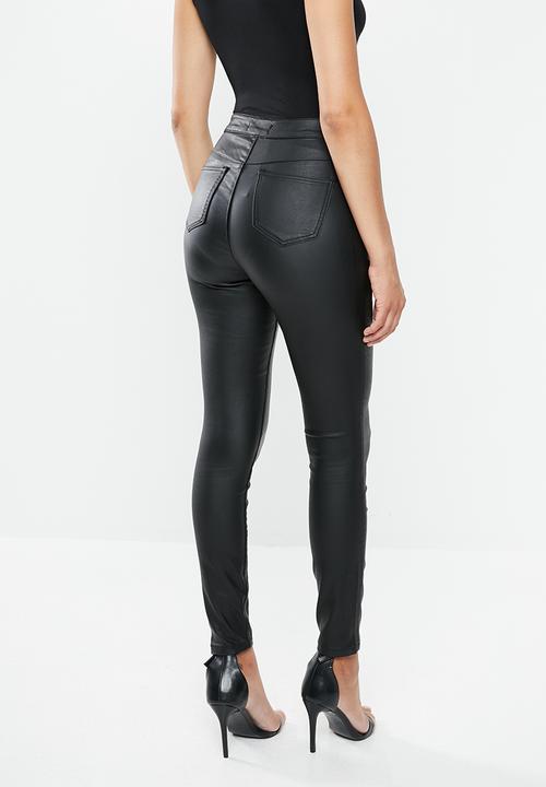 Missguided - Vice highwaisted coated foldover jean - black