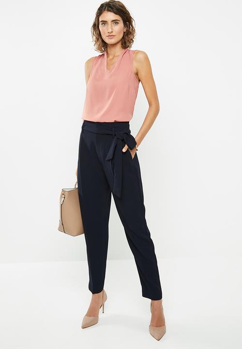 edit - Drape front sleeveless blouse - pink