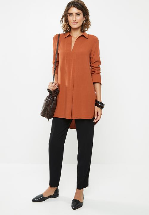 edit - Mandarin viscose tunic - rust