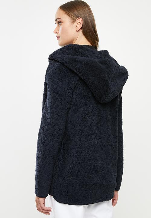 ONLY - New contact hooded sherpa coat - navy 