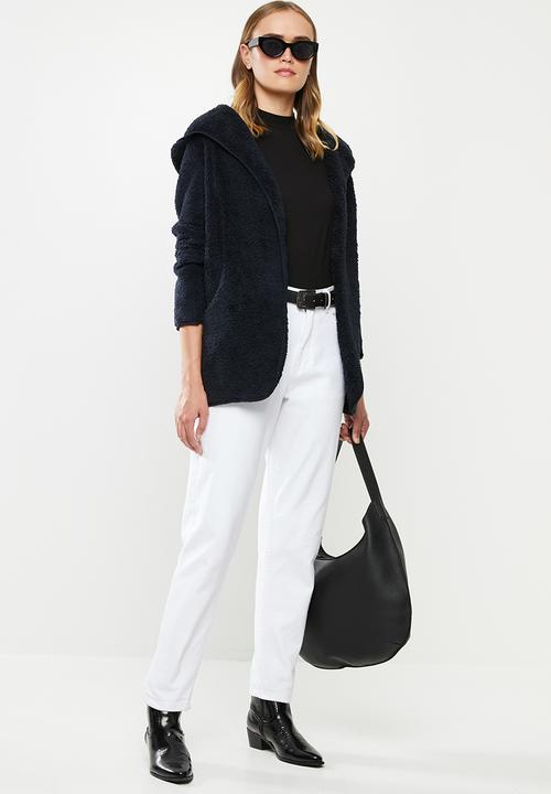 ONLY - New contact hooded sherpa coat - navy 