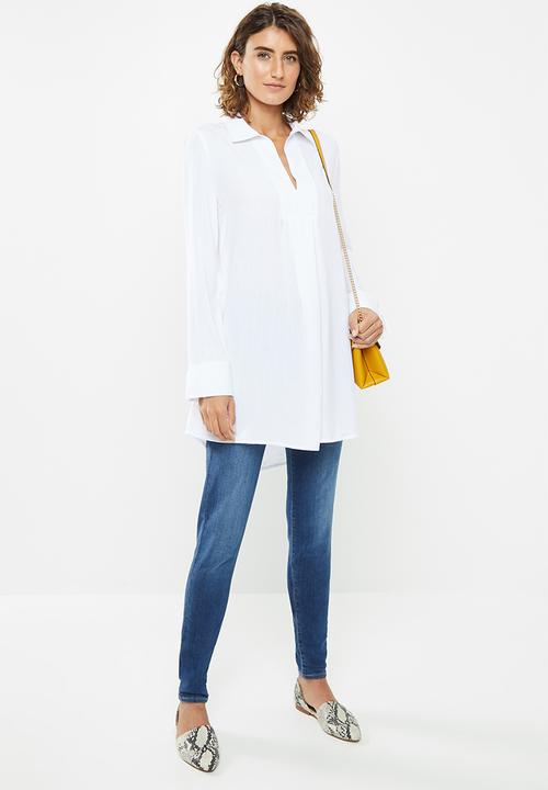 edit - Long Line viscose tunic - white