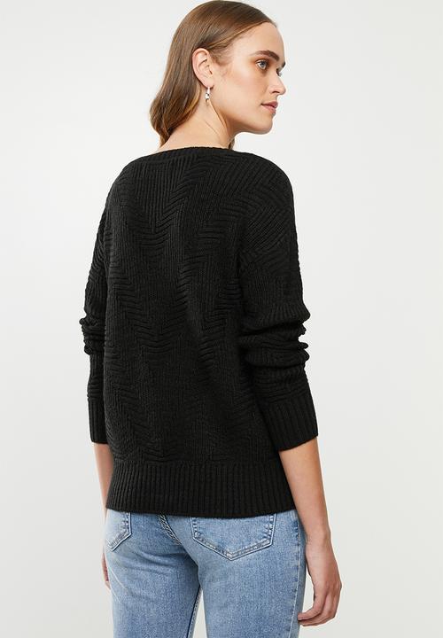 Vero Moda - Bandile long sleeve v-neck - black