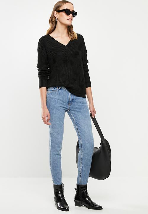 Vero Moda - Bandile long sleeve v-neck - black