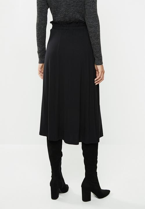 edit - Pull on knit midi skirt - black