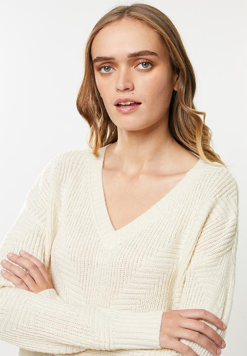 Vero Moda - Bandile long sleeve v-neck - neutral 