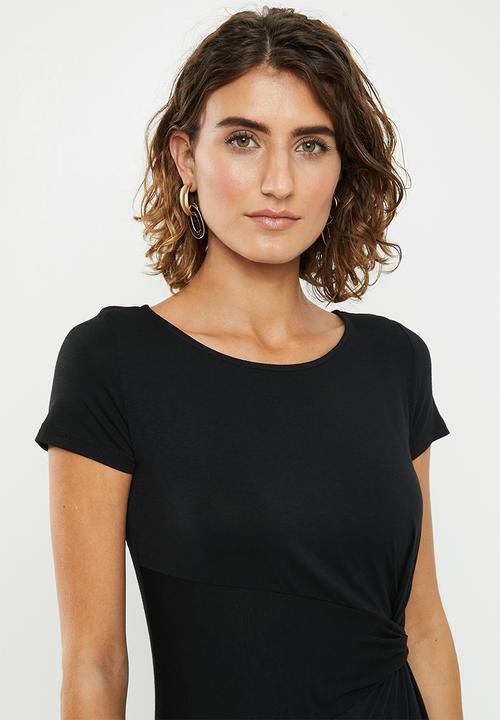 edit - Side knot mdi dress - black