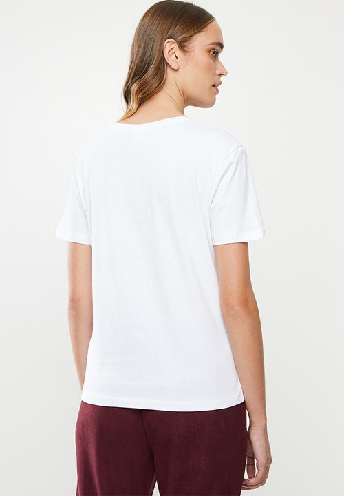 Jacqueline de Yong - Danni short sleeve print top denim - white