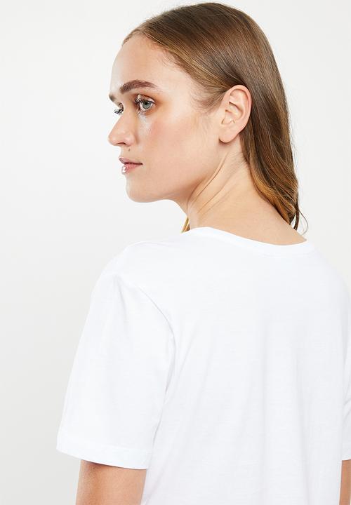 Jacqueline de Yong - Danni short sleeve print top denim - white