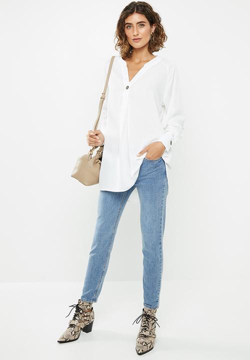 Jacqueline de Yong - Shane long sleeve loose shirt - white 