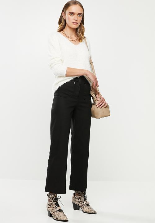 Jacqueline de Yong - Cheer long sleeves v-neck pullover - cream 