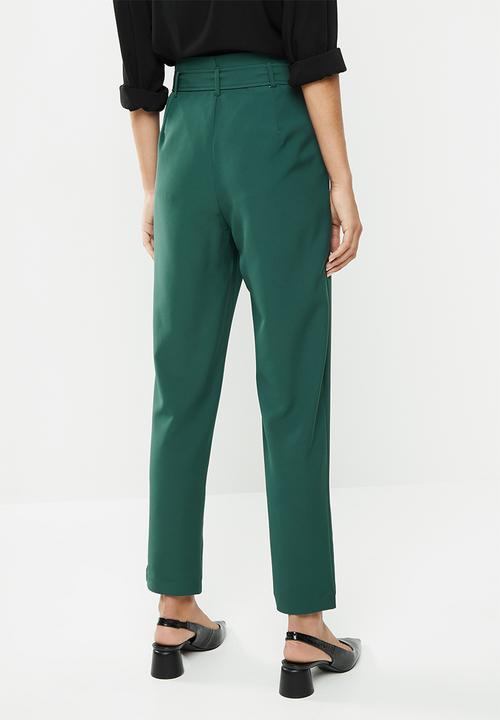 edit - Belted paperbag pants - Teal
