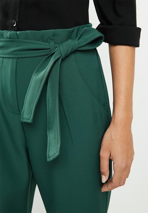 edit - Belted paperbag pants - Teal