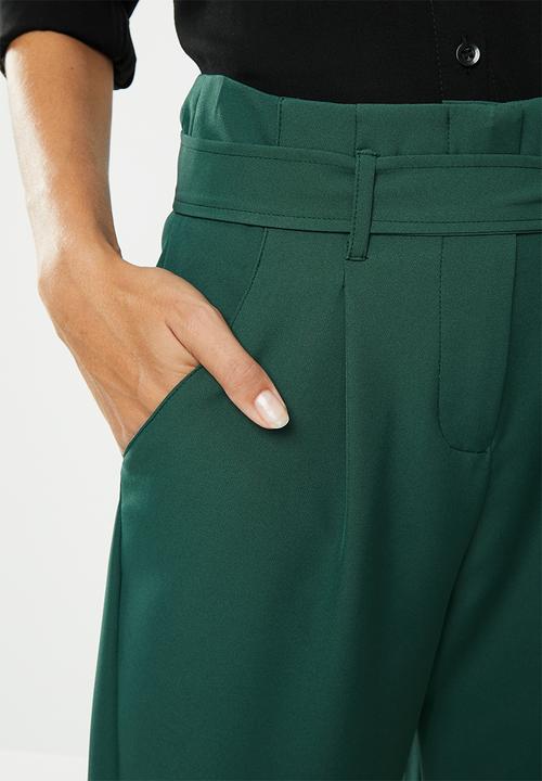 edit - Belted paperbag pants - Teal